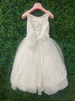 Made in Italy!  Michelina Bimbi Communion Dress with Embroidered Skirt and Floral Belt J3804