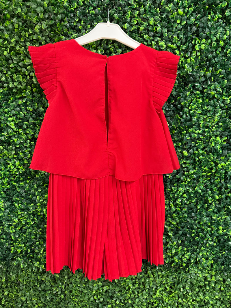 Mayoral Girls’ Red Pleated Romper 3871