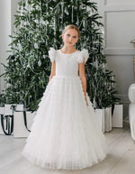 Teter Warm Ruffle Sleeve Tiered Tulle Gown GS42