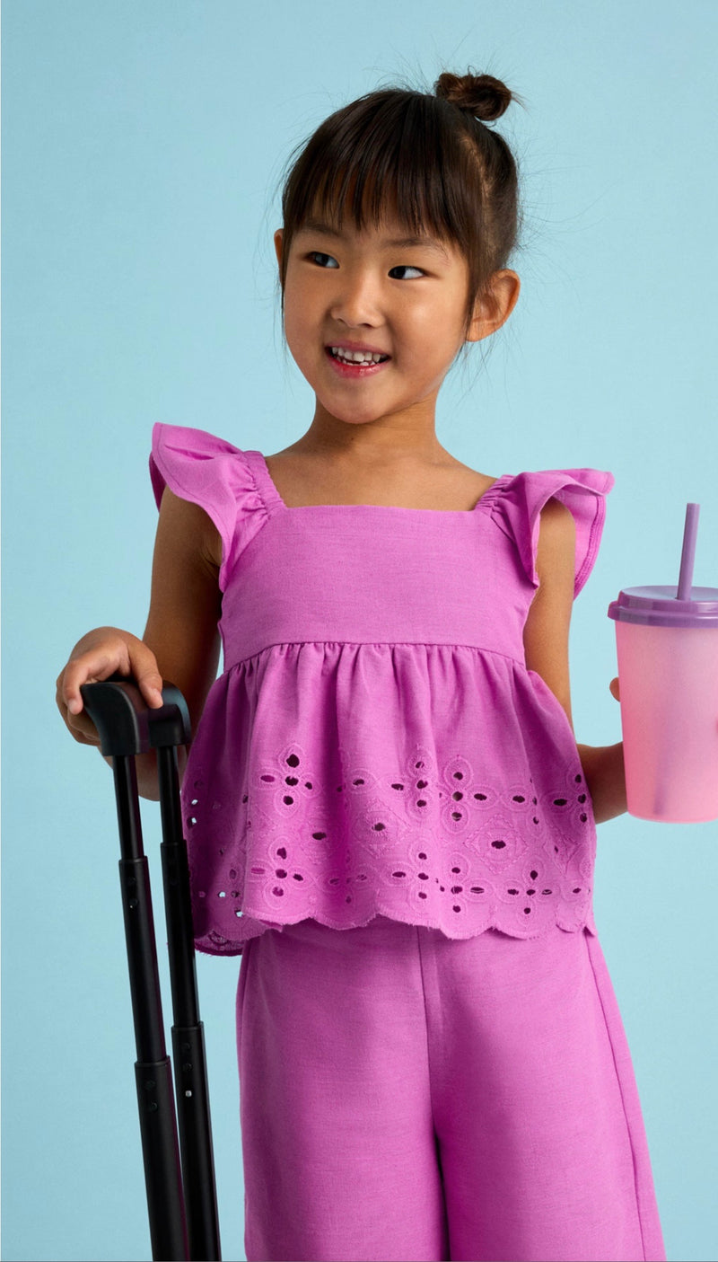 Mayoral Girls’ Fuchsia Linen Two Piece Set 3561