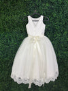 Nan & Jan Satin Bodice Drop Waist Long Communion Dress - Alex
