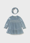 Mayoral Girls' Blue Bell Long Sleeve Velvet Dress 2904