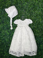 Macis Design Girls’ Delicate Pearl and Lace Christening Gown CH12502