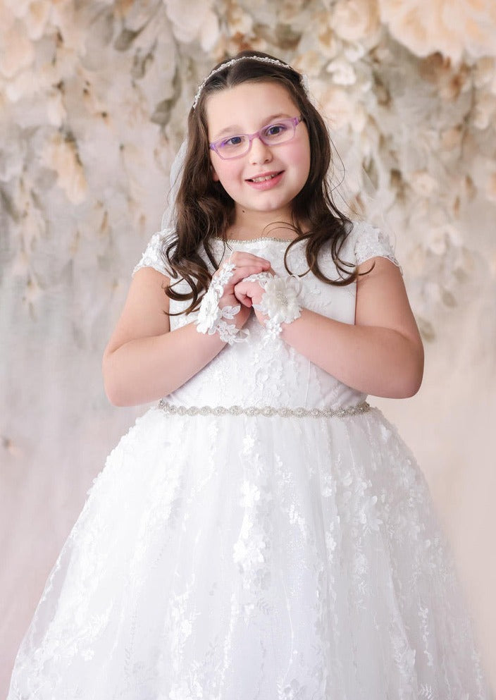 Macis Design White All Floral Communion Gown 1978T 14X (18) / Off White Macis Design White All Floral Communion Gown 1978T 14X (18) / Off White