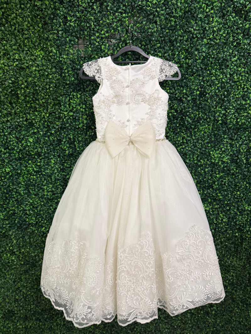 Nan & Jan Pearl and Lace Communion Gown - Luna