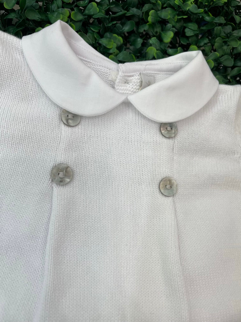 Martin Aranda Peter Pan Collar White Knit Bloomer Set