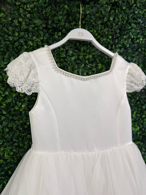 Teter Warm Satin Tiered Gown With Pearl Back Back SK20
