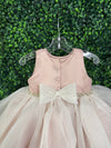 Nan & Jan Blush Satin and Organza Dress with Pearl and Rhinestone Belt