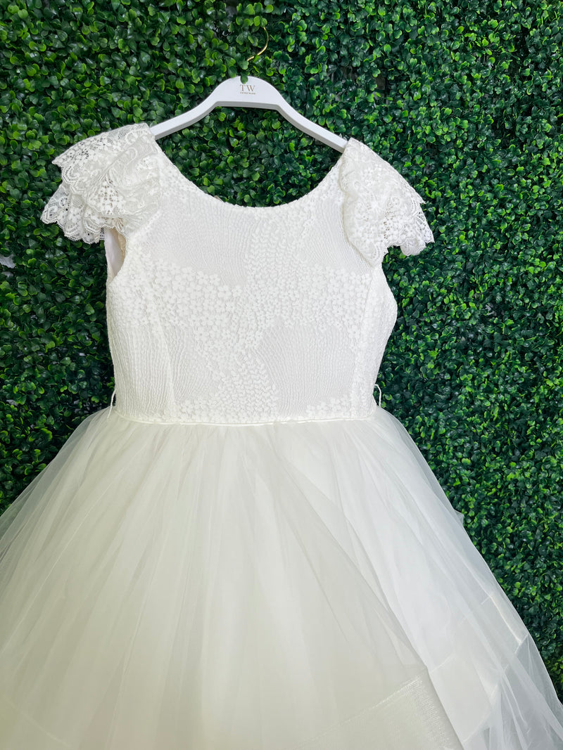 Teter Warm White Lace Bodice Layered Tulle Gown ES12 Sara's Children's Boutique Teter Warm White Lace Bodice Layered Tulle Gown ES12 Sara's Children's Boutique