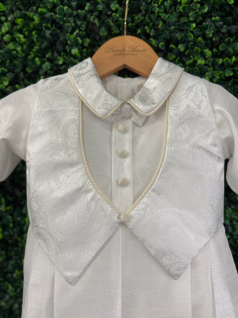 Piccolo Bacio Boys' Shantung Outfit with Jacquard Vest Mark