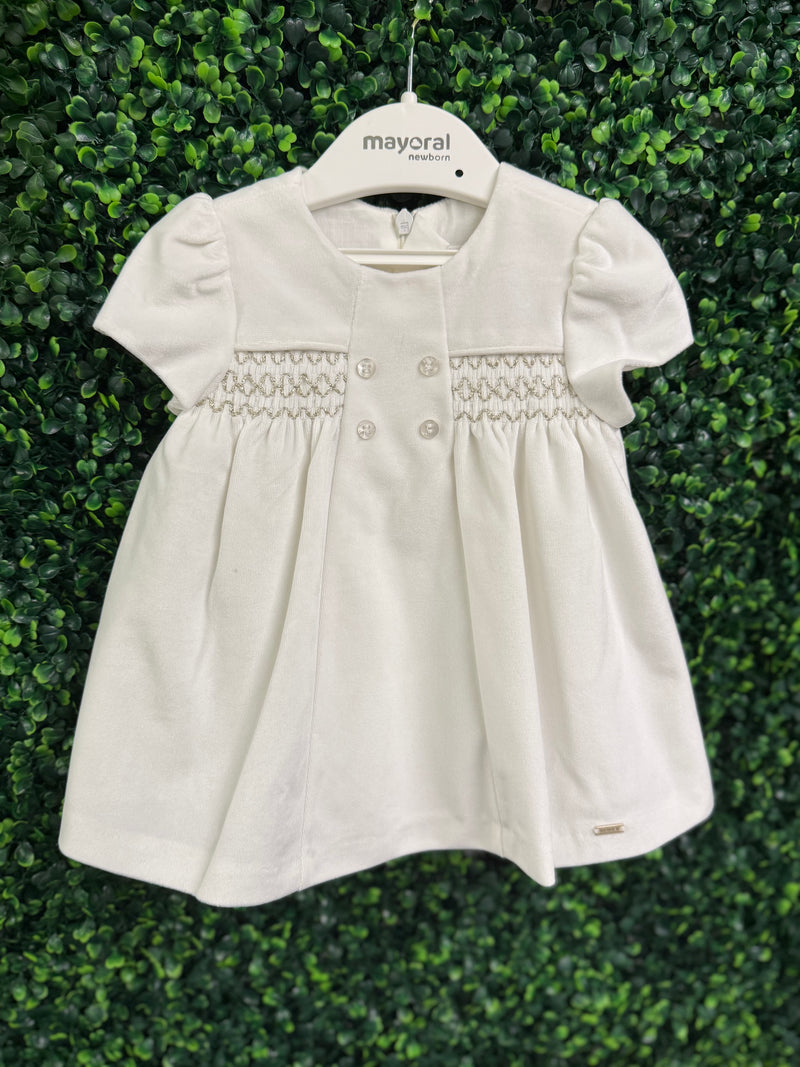 Mayoral Girls’ White Velvet Dress - 2816