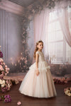 Princess Daliana Blush Beaded Peplum Party Dress