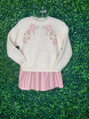 Mayoral Girl’s Floral Knit Sweater and Vegan Leather Skort Set 4354