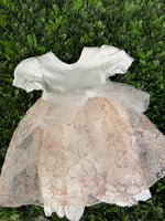 Bebe Gabrielle Girls’  Ivory and Mauve Pink Daisy Lace Changing Outfit 3835-2