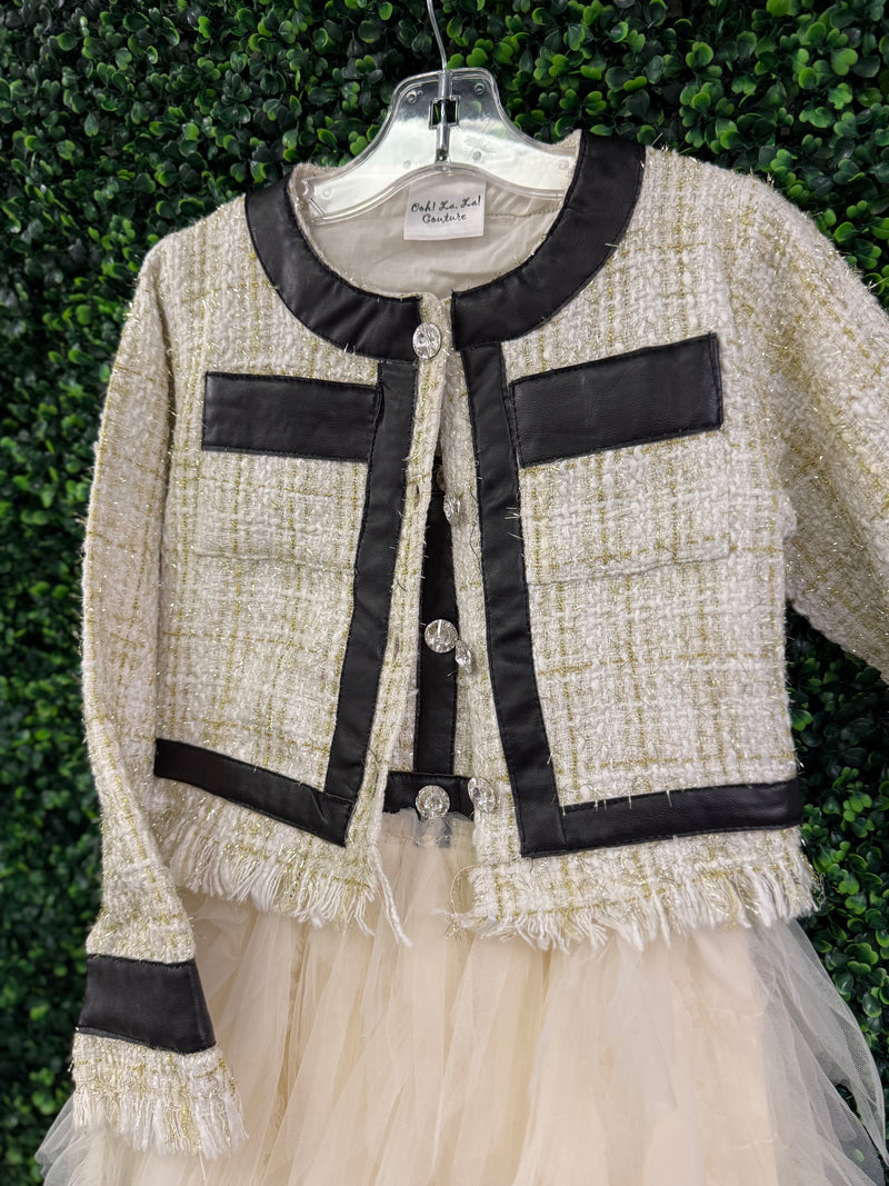 Oh La La Couture Girls’ Tweed Lady Jacket and Tutu Dress Set