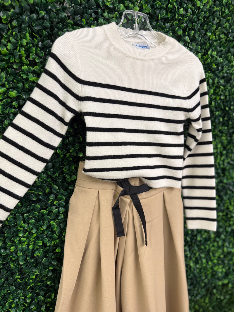 Mayoral Girls’ Stripe Sweater and Palazzo Pants Set 4014