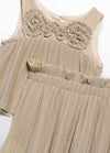Abel & Lula Gold Metallic Pleated Knit Skirt Set 5071