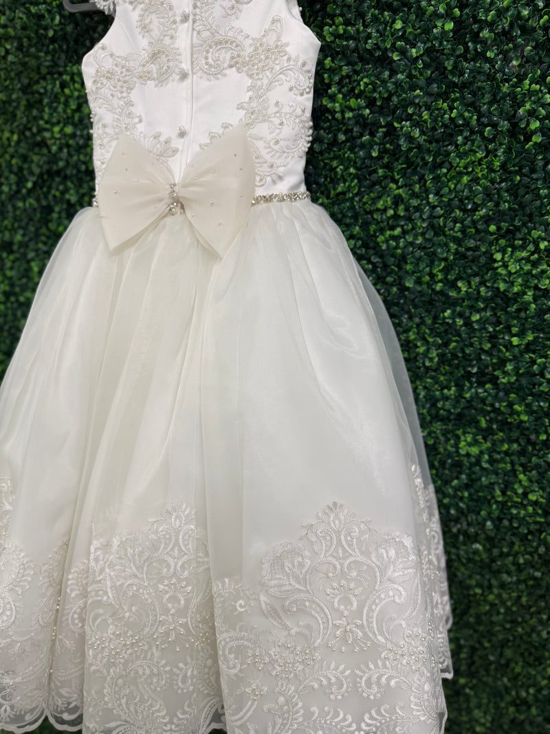 Nan & Jan Pearl and Lace Communion Gown - Luna