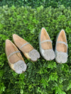 Nina Girls’ Metallic Flat with Rhinestone Rosette - Izzy