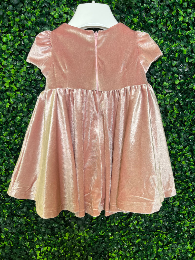 Made In Italy! Michelina Bimbi Girls' Pink Opalescent Velvet A-line Dress