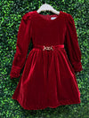 Abel & Lula Girls’ Ruby Red Velvet Studded Dress 5536