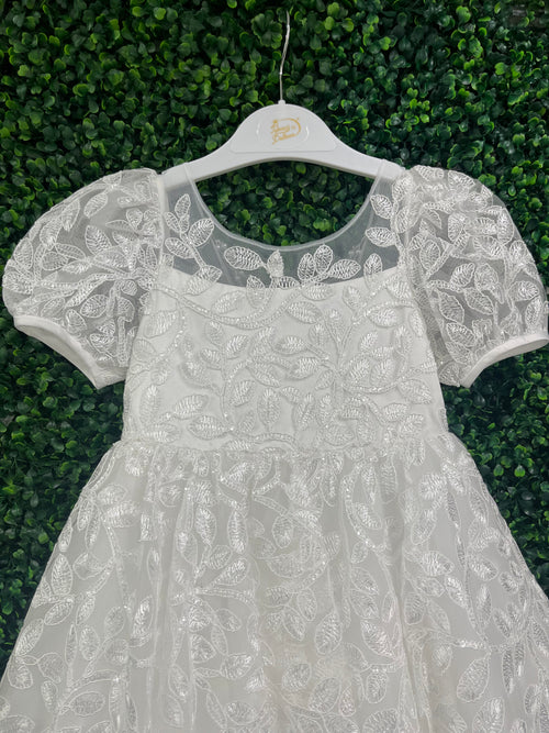 Princess Daliana Girls’ White Floral Lace Dress - D24208