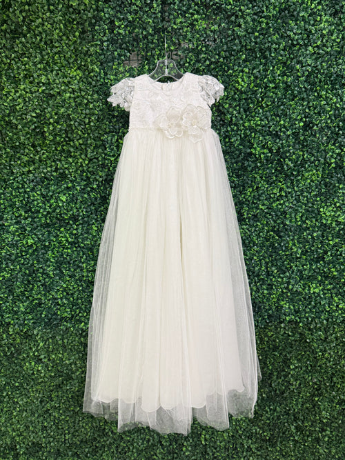Nan & Jan Beaded Flower Lace Christening Gown - Eloise
