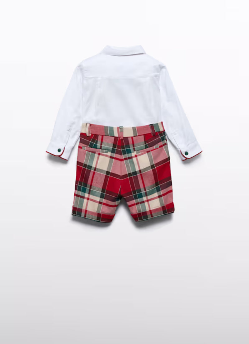 Abel & Lula Boys’ Button up and Tartan Knicker Three Piece Set 5706