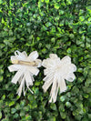 White Satin and Tulle Flower Clip Set