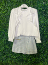 Abel & Lula Girls Chiffon Blouse and Houndstooth Skort Set 5677