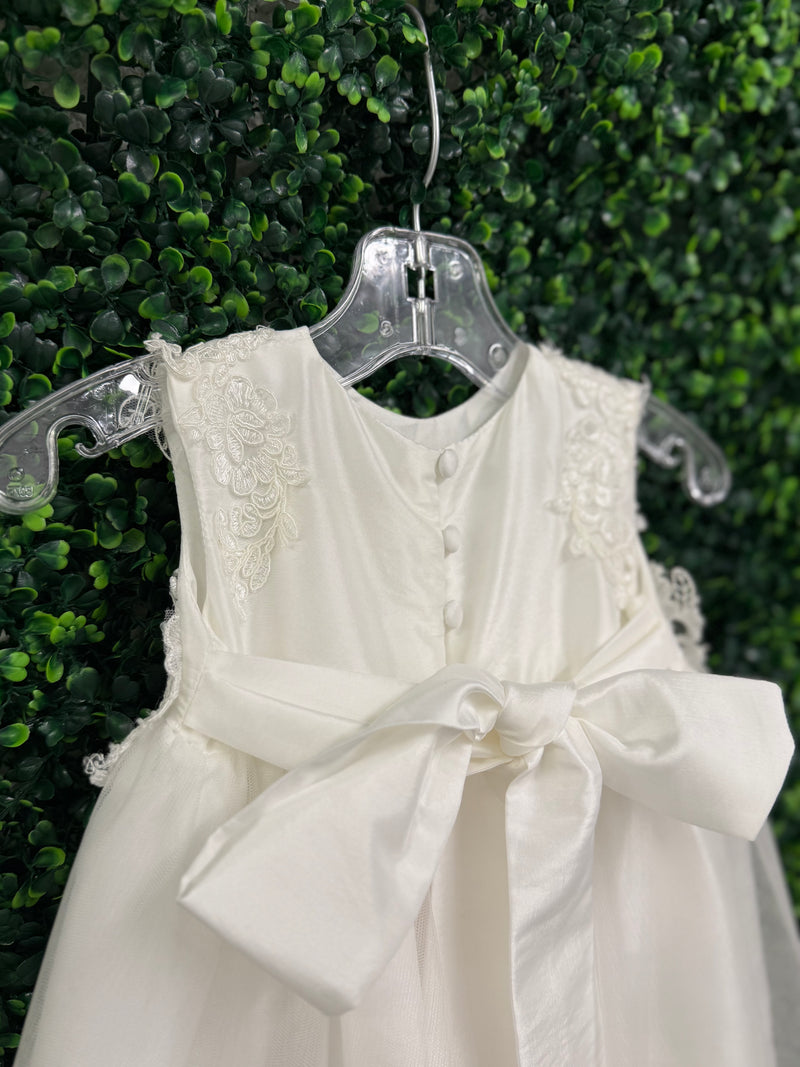 Macis Design Girls’ Rosette and Lace Christening Gown - CH280