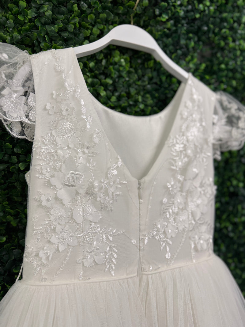 Teter Warm Scattered 3D Floral Bodice Tulle Long Gown GS04