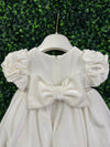 Bimbalo’ Girls' White Velvet Dress with Rhinestone and Pearl Accent