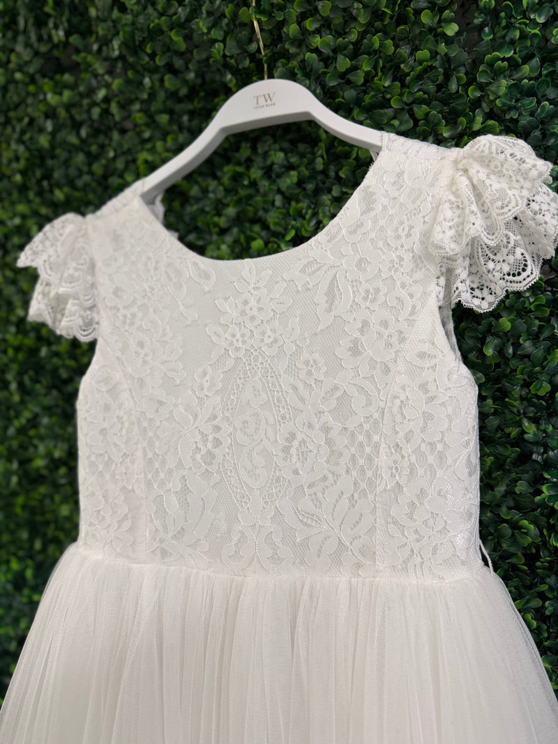 Teter Warm Lace Cap Flutter Sleeve Gown SK15