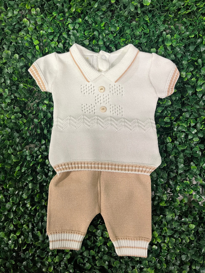 Dolce Goccia Boys Brown Knit Two Piece Set