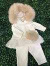 Bimbalò Girls’ Italian Fur Trim Two Piece Sweater Set