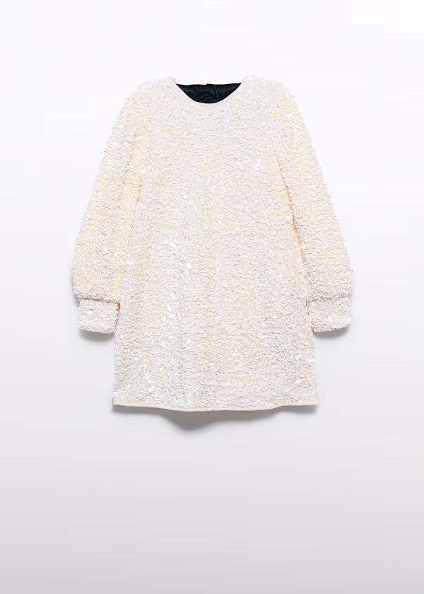 Abel & Lula Winter White Sequin Dress 5525