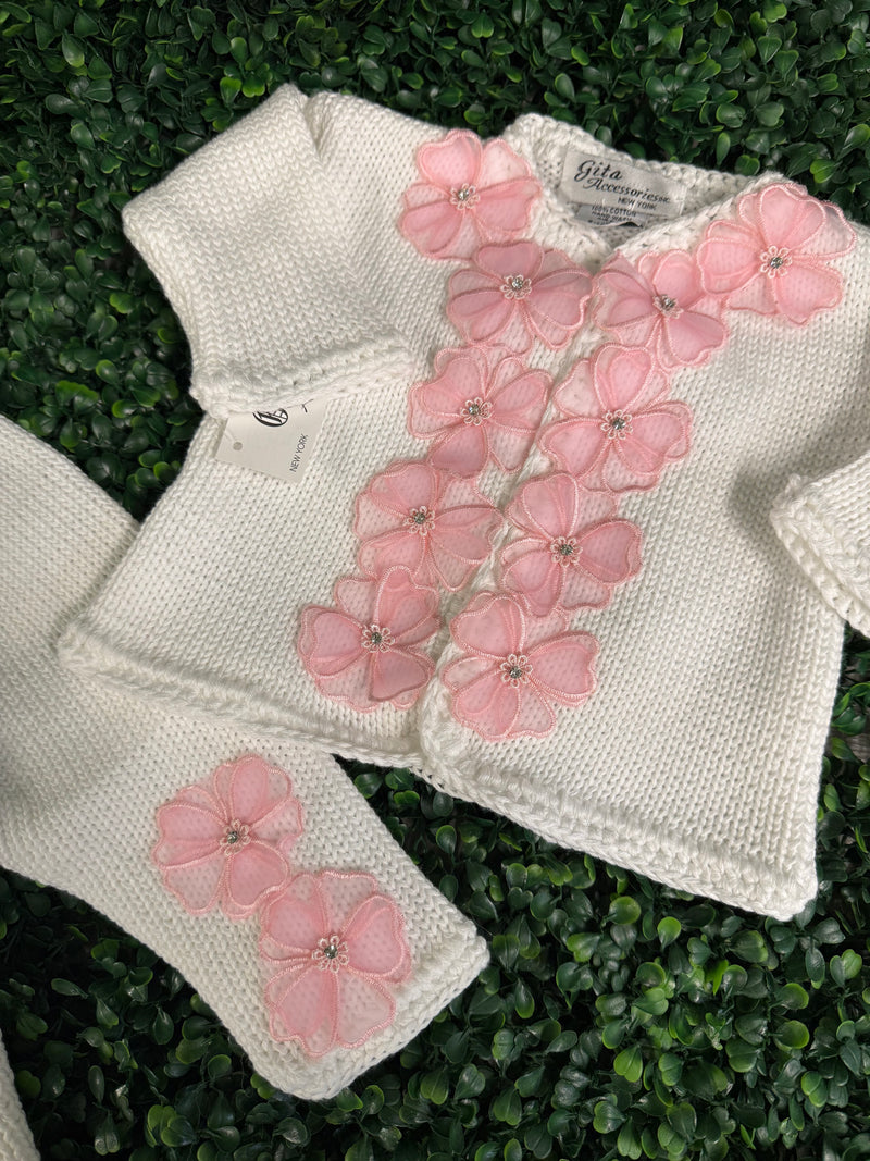 Girls’ Cotton Knit Cherry Blossom Set