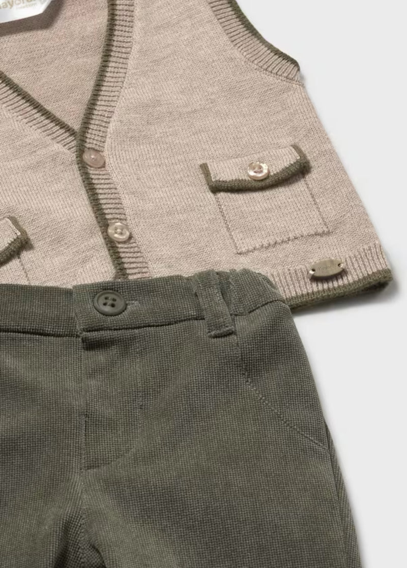 Mayoral Boys’ Three Piece Sweater Vest and Chino Pant Set 2582