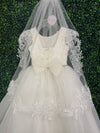 Nan & Jan Lace Penelope Communion Organza Dress with Rhinestone Flower