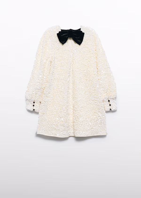 Abel & Lula Winter White Sequin Dress 5525