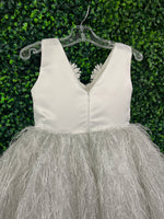 Tha Designs Girls’ White Feathered Party Dress