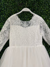 Teter Warm Elbow Sleeve Scallop Soft Lace Tiered Gown SK36