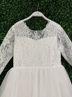 Teter Warm Elbow Sleeve Scallop Soft Lace Tiered Gown SK36