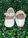 Girls MaryJane with Rhinstone Flower Strap S125