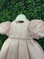 Bimbalo’ Girls' Tiered Puff Sleeve Pink Shimmer Party Dress