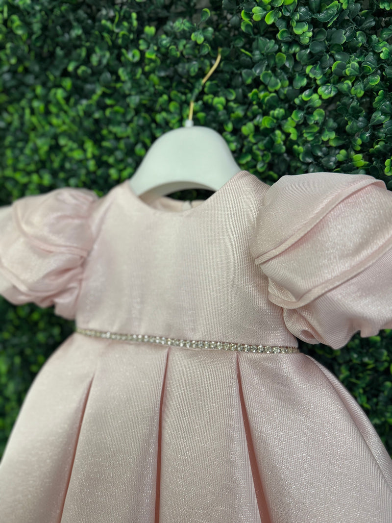 Bimbalo’ Girls' Tiered Puff Sleeve Pink Shimmer Party Dress
