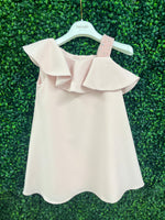 Bimbalo’ Girls' Crepe Asymmetrical Dress with Rhinestone and Pearl Accent