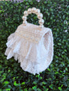 Girls’ Tweed and Lace Pearl Beaded Handle Purse