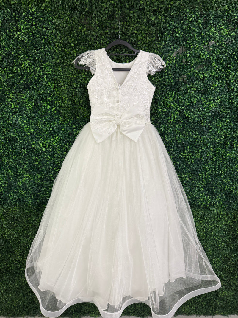 Nan & Jan Lace Communion Dress with beaded Flower - Eloise